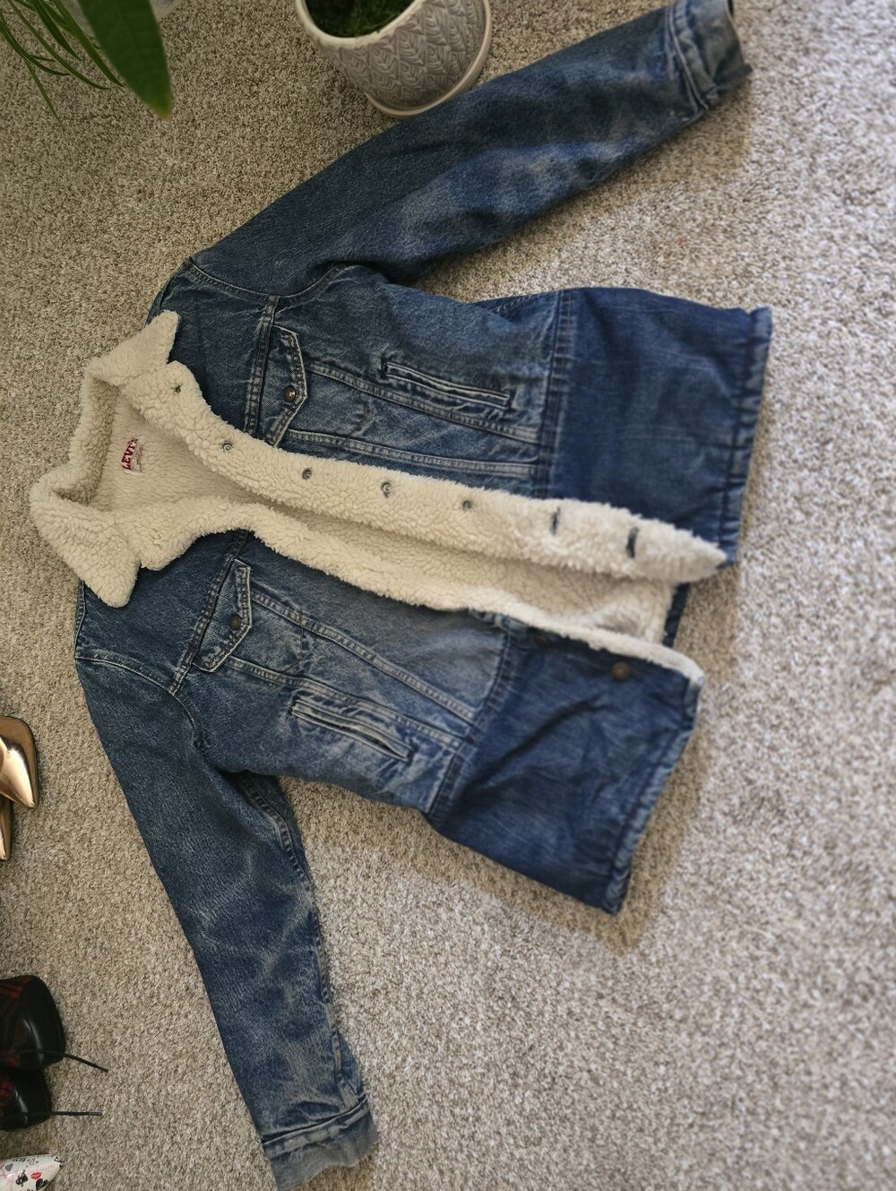 Vintage Made in USA Levi’s Sherpa-Lined Denim Ranch Coat Jacket (Unisex Size 44 - Picture 7 of 7